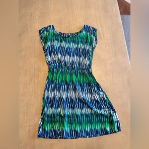 Blue, green and white, mini sundress - size medium